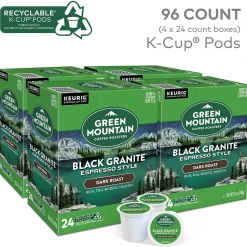 Green Mountain Black Granite Espresso Style Coffee Keurig® K-Cup® Pods, Dark Roast, 96/Carton (5000366650CT)