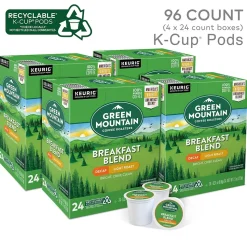 Green Mountain Breakfast Blend Decaf Coffee Keurig® K-Cup® Pods, Light Roast, 96/Carton (7522)