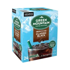 Green Mountain Brew-Over-Ice Classic Black Iced Coffee, Dark Roast, 0.40 oz. Keurig® K-Cup® Pods, 24/Box (390276)
