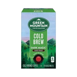 Green Mountain Coffee Roasters Dark Magic Cold Brew Coffee Packet, Dark Roast, 72 fl.oz., 6/Carton (5000376411)