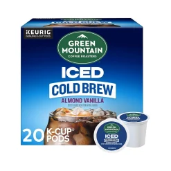 Green Mountain Coffee Roasters Iced Cold Brew Almond Vanilla Iced Coffee Keurig® K-Cup® Pods, Light Roast, 20/Box (5000372045)