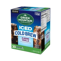 Green Mountain Coffee Roasters Iced Cold Brew Almond Vanilla Iced Coffee Keurig® K-Cup® Pods, Light Roast, 20/Box (5000372045)