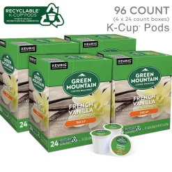 Green Mountain French Vanilla Decaf Coffee Keurig® K-Cup® Pods, Light Roast, 96/Carton (7732CT)