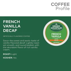 Green Mountain French Vanilla Decaf Coffee Keurig® K-Cup® Pods, Light Roast, 24/Box (7732)