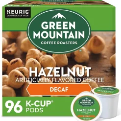 Green Mountain Hazelnut Decaf Coffee Keurig® K-Cup® Pods, Light Roast, 96/Carton (77923)