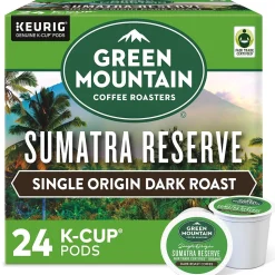 Green Mountain Sumatra Reserve Coffee, Dark Roast, 0.40 oz. Keurig® K-Cup® Pods, 24/Box (4060)