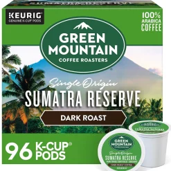Green Mountain Sumatra Reserve Coffee, Dark Roast, 0.40 oz. Keurig® K-Cup® Pods, 96/Carton (GMT4060CT)