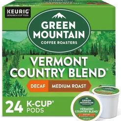 Green Mountain Vermont Country Blend Decaf Coffee Keurig® K-Cup® Pods, Medium Roast, 24/Box (7602)