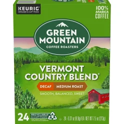 Green Mountain Vermont Country Blend Decaf Coffee Keurig® K-Cup® Pods, Medium Roast, 24/Box (7602)