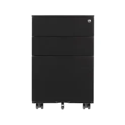 Gry Mattr 3-Drawer Mobile Vertical File Cabinet, Letter/Legal Size, Lockable, 23.62"H x 15.35"W x 20.47"D, Black (GMCC-00849)