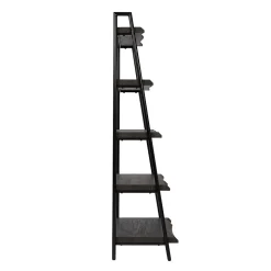 Gry Mattr Live Edge 66.14"H 5-Shelf Ladder Bookcase, Black Walnut (GMCC-00842)