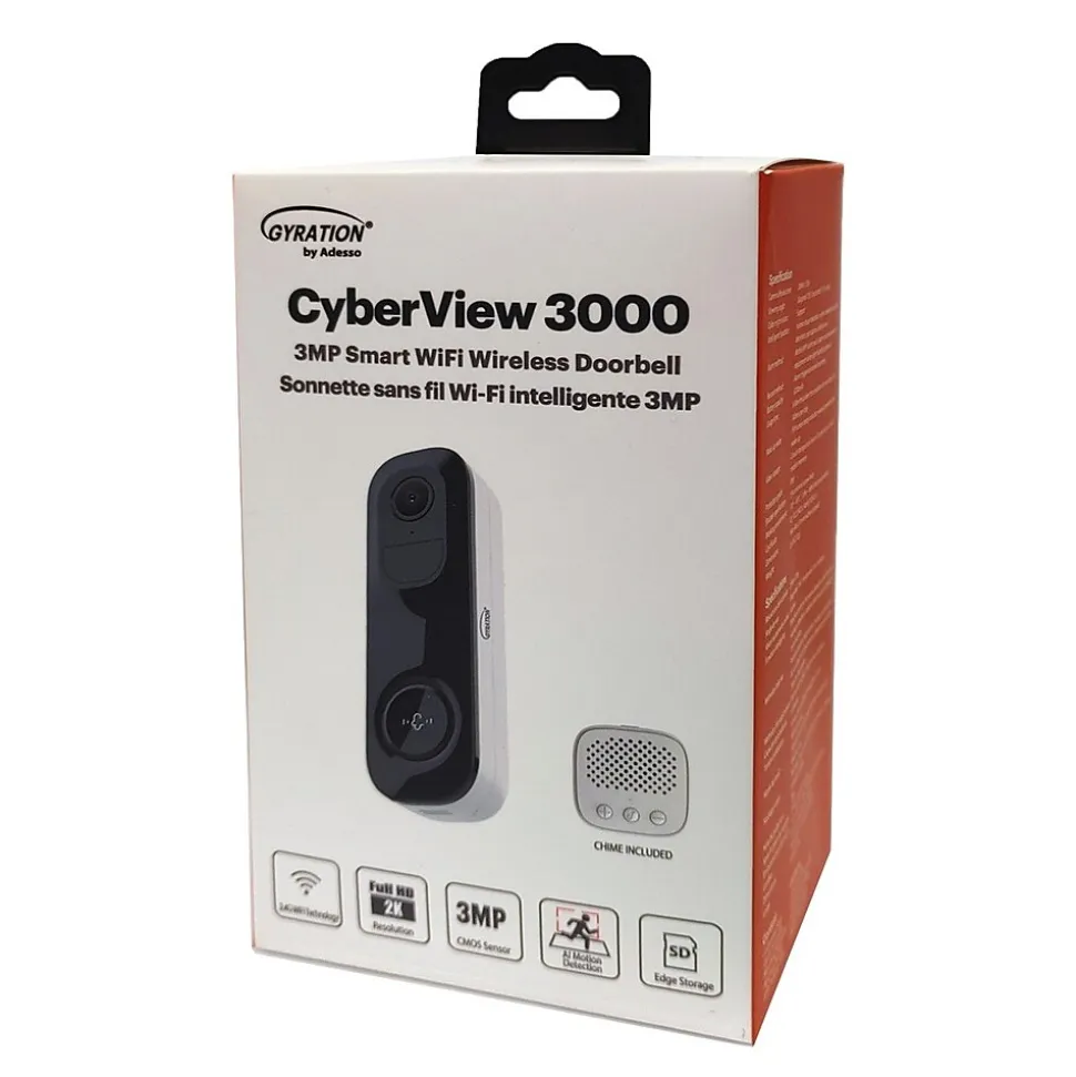 Gyration Cyberview Wireless Doorbell Camera, White (Cyberview 3000)