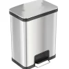 halo AirStep Stainless Steel Rectangular Step Pedal Trash Can with AbsorbX Odor Control System, 13 Gal., Silver (TR13SS)