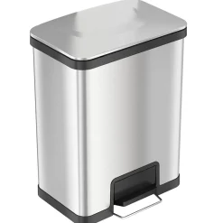 halo AirStep Stainless Steel Rectangular Step Pedal Trash Can with AbsorbX Odor Control System, 13 Gal., Silver (TR13SS)