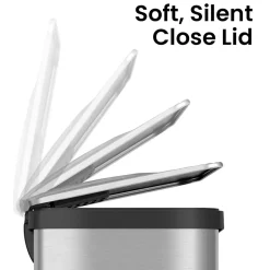 halo AirStep Stainless Steel Rectangular Step Pedal Trash Can with AbsorbX Odor Control System, 13 Gal., Silver (TR13SS)