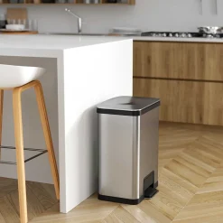 halo AirStep Stainless Steel Rectangular Step Pedal Trash Can with AbsorbX Odor Control System, 13 Gal., Silver (TR13SS)