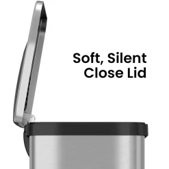 halo TapCan Stainless Steel Rectangular Pedal Sensor Trash Can with AbsorbX Odor Control System, Black Trim, 13 Gal. (TC13SB)