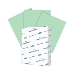 Hammermill 8.5" x 11" Multipurpose Paper, 65 lbs., Green, 250 Sheets/Ream, 2 Reams/Pack (400550)