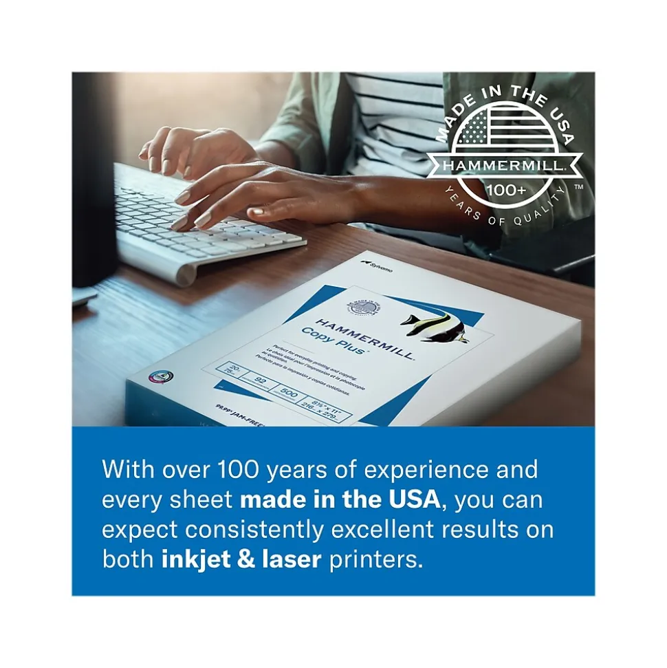 Hammermill 8.5" x 11" Multipurpose Paper, 65 lbs., Blue, 250 Sheets/Ream, 2 Reams/Pack (400520)