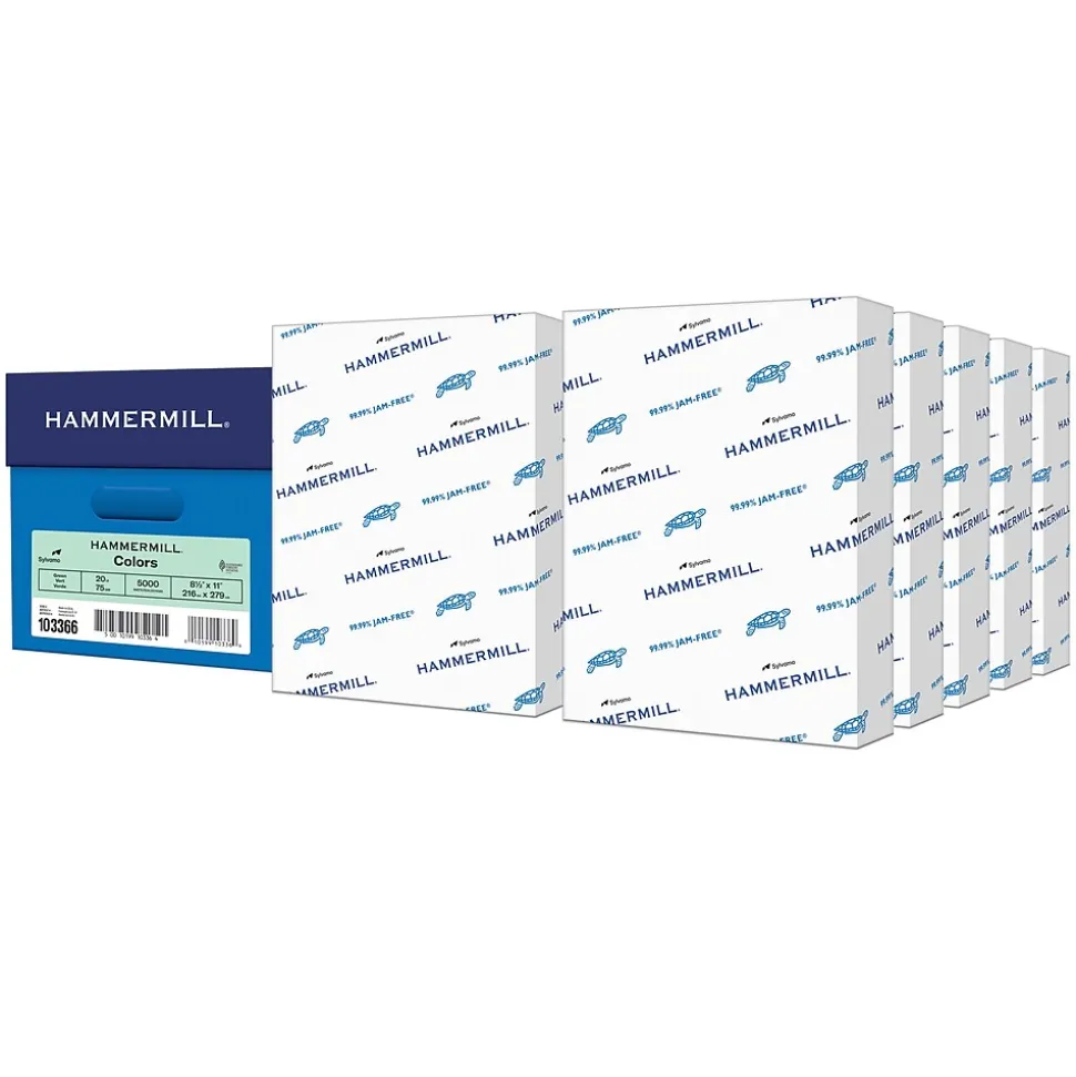Hammermill Colors 8.5" x 11" Color Copy Paper, 20 lbs. Green, 500 Sheets/Ream (HAM103366CT)