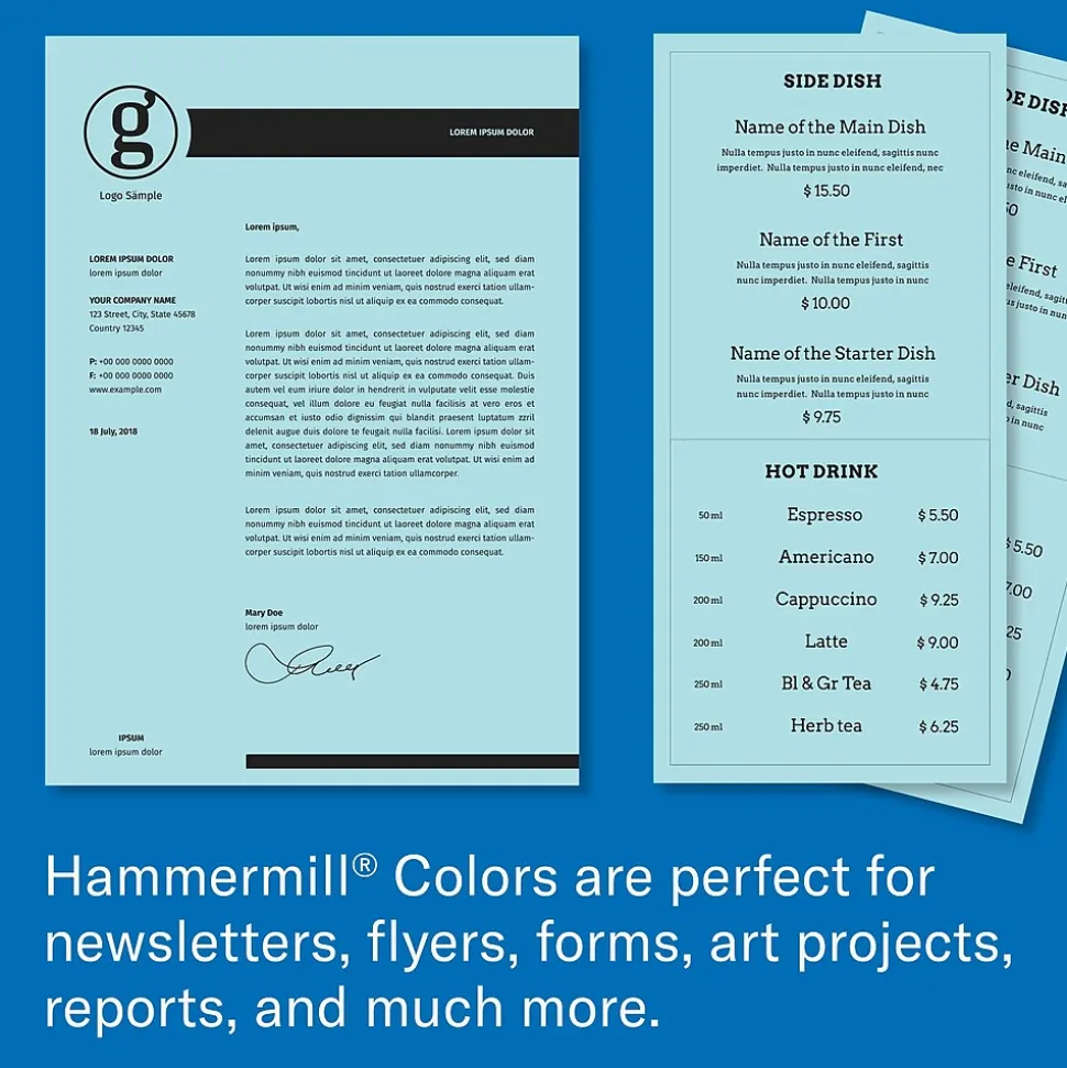 Hammermill Colors 8.5" x 11" Color Multipurpose Paper, 20 lbs. Blue, 500 Sheets/Ream (HAM103309CT)