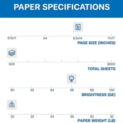 Hammermill Fore 8.5" x 14" Multipurpose Paper, 20 lbs., 96 Brightness, 500 Sheets/Ream (103291)