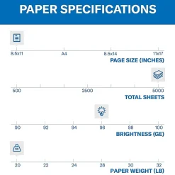 Hammermill Fore 8.5" x 11" Multipurpose Paper, 20 lbs., 96 Brightness, 5000 Sheets/Carton (103267)