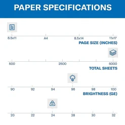 Hammermill Fore 8.5" x 11" Multipurpose Paper, 24 lbs., 96 Brightness, 5000 Sheets/Carton (103283)