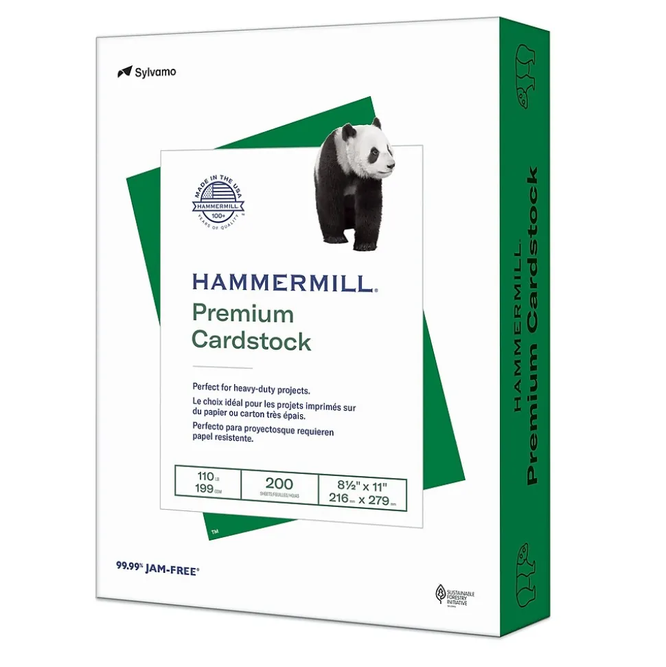 Hammermill Premium 110 lb. Cardstock Paper, 8.5" x 11", Green, 200 Sheets/Ream (168330R)
