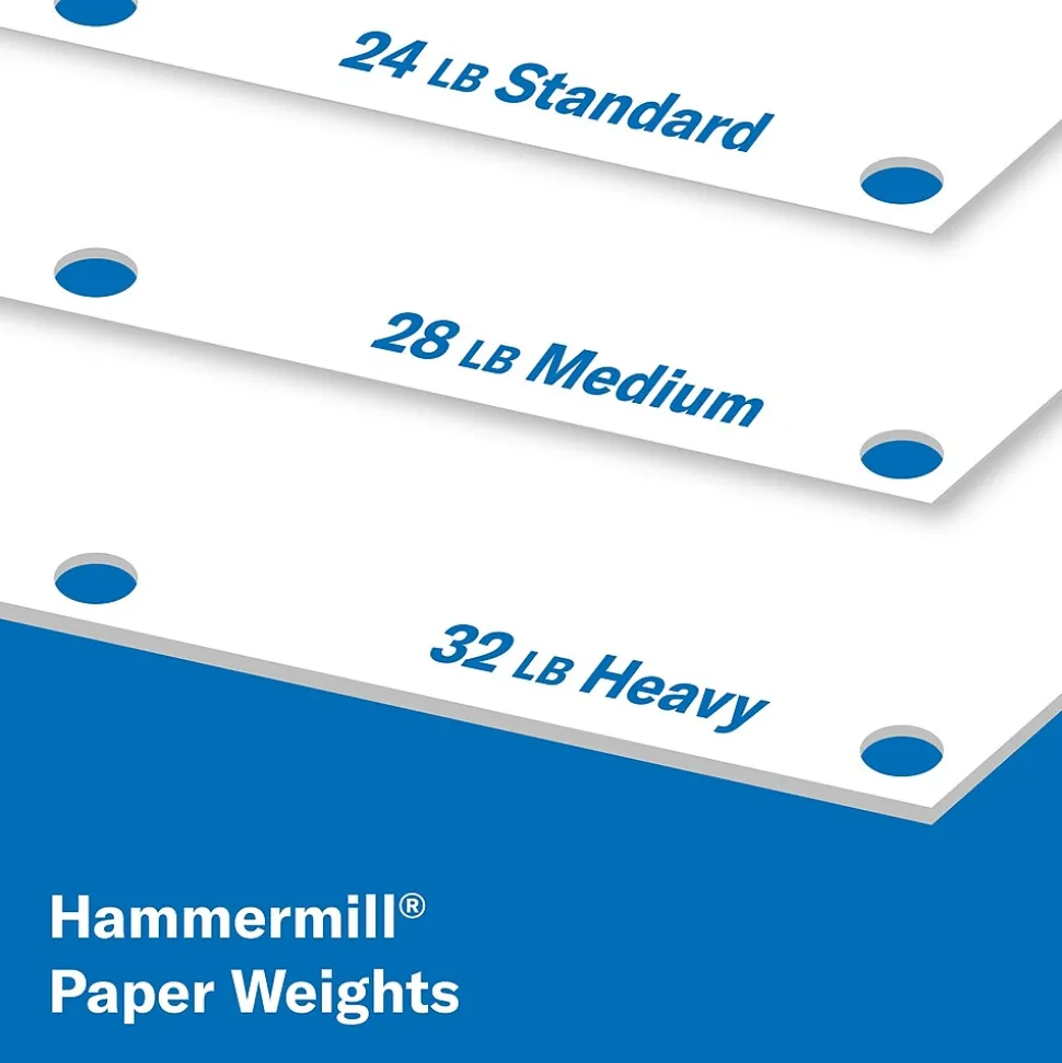 Hammermill Premium 8.5" x 11" 3-Hole Punched Color Copy Paper, 28 lbs., 100 Brightness, 500 Sheets/Ream, 8 Reams/Carton (102500)