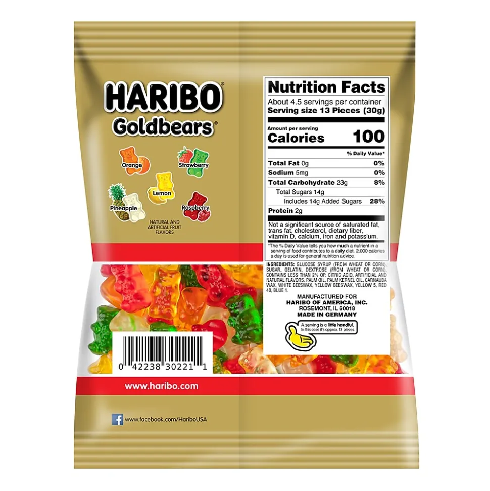 Haribo Gold-Bears Gummi Fruit, 5 oz, 12/Carton (HAR30220)
