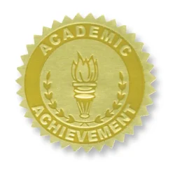 Hayes Embossed Certificate Academic Achievement Seals, Gold, 54/Pack (H-VA372)