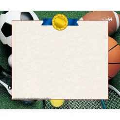 Hayes Publishing Athletic Border Paper, 8.5" x 11, 50 Sheets Per Pack, 3 Packs (H-VA642-3)