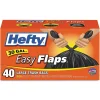 Hefty Easy Flaps 30 Gallon Trash Bag, 30" x 33", Low Density, 0.85 mil, Black, 40 Bags/Box, 6 Boxes/Carton (RFPE27744CT)