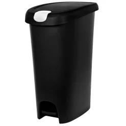 Hefty Lockable Step On Trash Can, 12 Gallon, Black, 2/Pack (HFTCOM225807545)