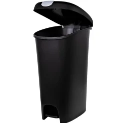 Hefty Lockable Step On Trash Can, 12 Gallon, Black, 2/Pack (HFTCOM225807545)