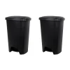 Hefty Step On Trash Can, Black, 12.2 Gallon, 2/Pack (2198HFTCOM075)