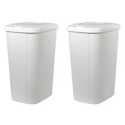 Hefty Touch Top Trash Can, White, 13 Gallon, 2/Pack (2166HFTCOM000)
