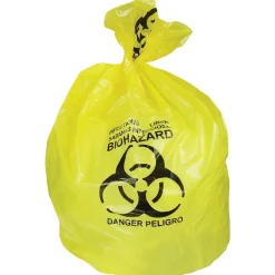 Heritage 30 Gal. Biohazard Liners, Yellow, 43"L x 30"W, 200/Carton (A6043PY)