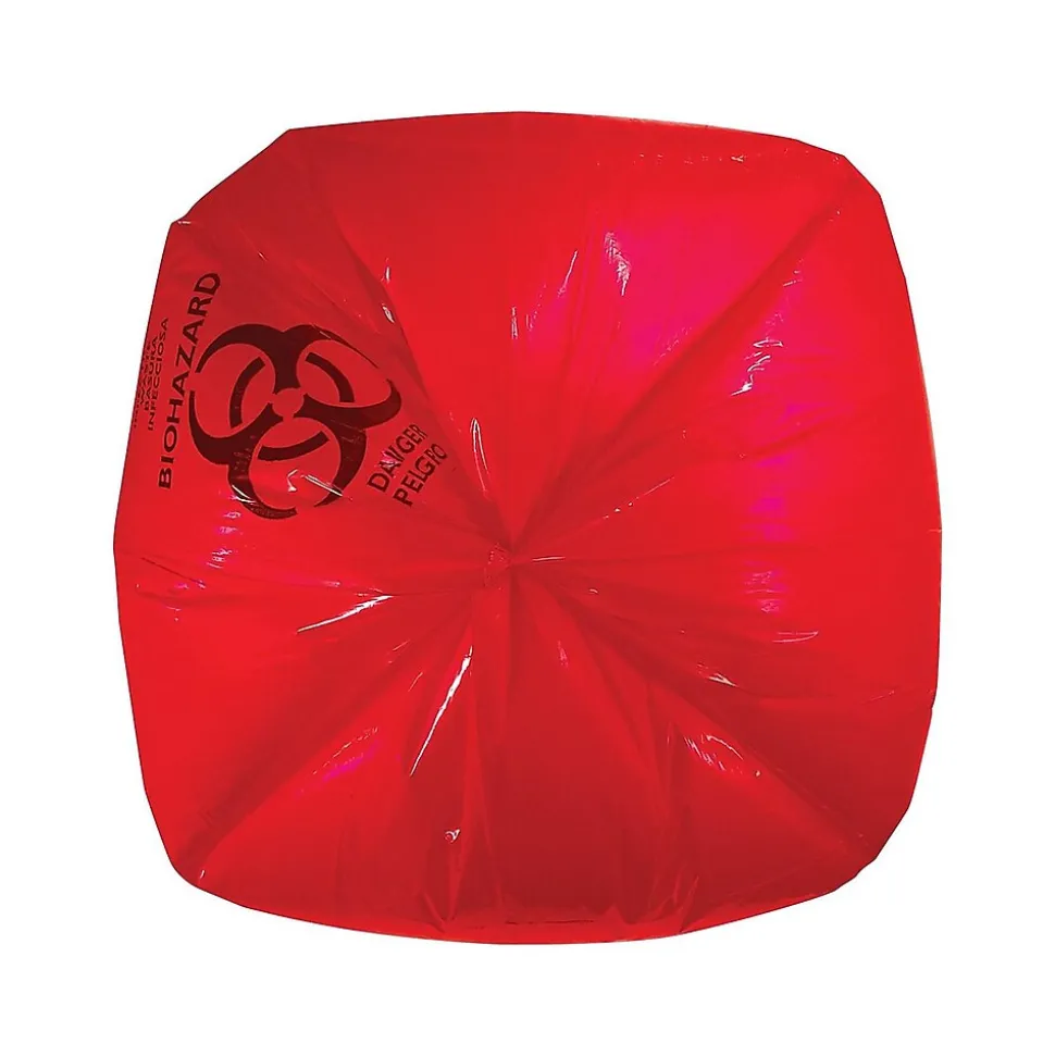 Heritage 30 Gal. Biohazard Liners, Red, 43"L x 30"W, 200/Carton (A6043PR)