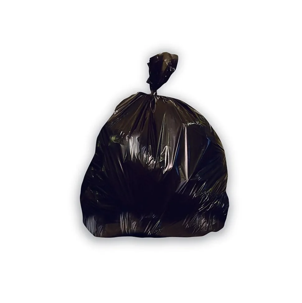 Heritage 50-56 Gallon Industrial Trash Bag, 43" x 48", High Density, 22 Mic, Black, 150 Bags/Box, 6 Rolls (Z8648WK R01)
