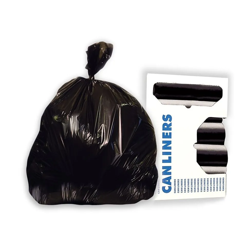Heritage 20-30 Gallon Industrial Trash Bag, 30" x 37", High Density, 10 Mic, Black, 20 Rolls (Z6037MK R02)