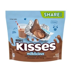 HERSHEY'S KISSES Milklicious Share Stand Up Bag, 9 oz, 4/Pack (600-00752)