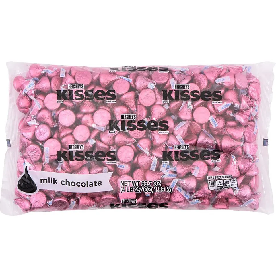 HERSHEY'S KISSES Pink Foil Milk Chocolate Pieces, 66.7 oz. (HEC33434)