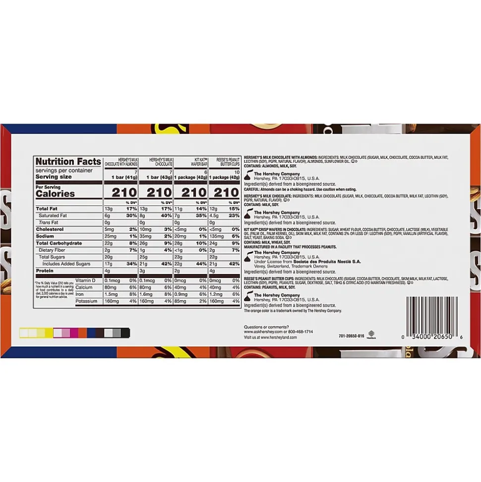 HERSHEY'S, KIT KAT and REESE'S Assorted Milk Chocolate Candy Bars, 45 oz. (HEC20650)