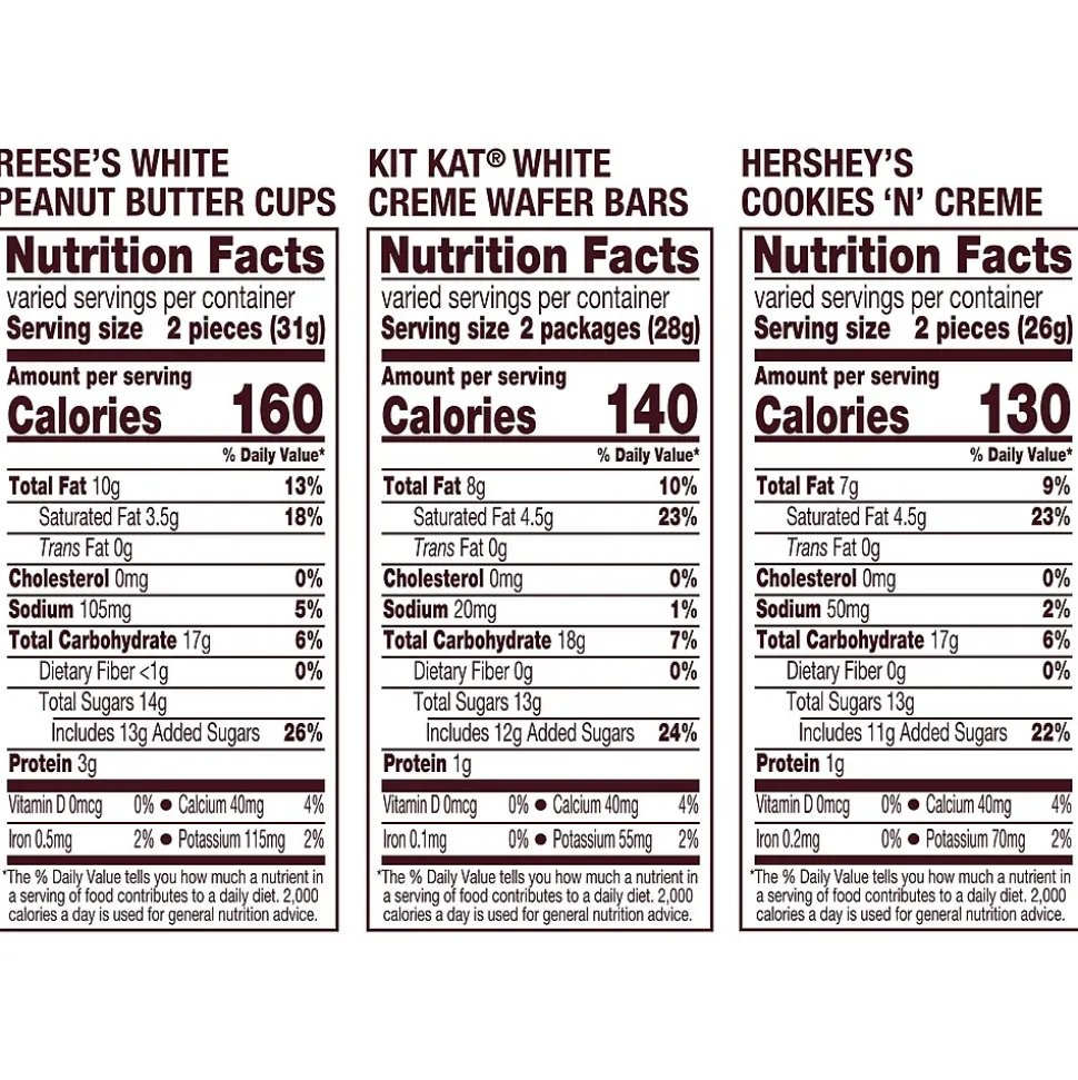 Hershey's Whie Crème Lovers Snack Size Reese's, Hershey's & KiKat White Chocolate Candy Bar, 31.6 oz. (246-00353)