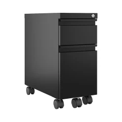 Hirsh 2-Drawer Mobile Vertical File Cabinet, Letter/Legal Size, Lockable, 21.75"H x 10"W x 19.88"D, Black (22651)