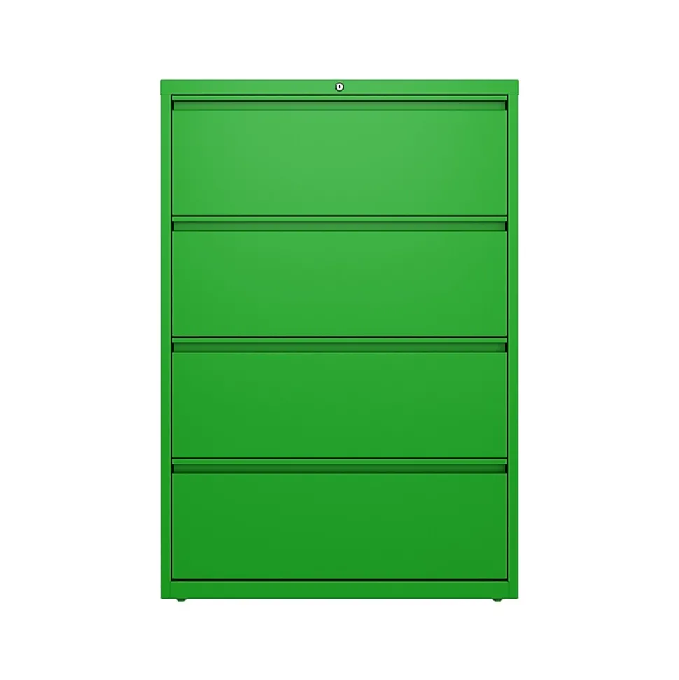 Hirsh HL10000 Series 4-Drawer Lateral File Cabinet, Locking, Letter/Legal, Screaming Green, 36" (24256)