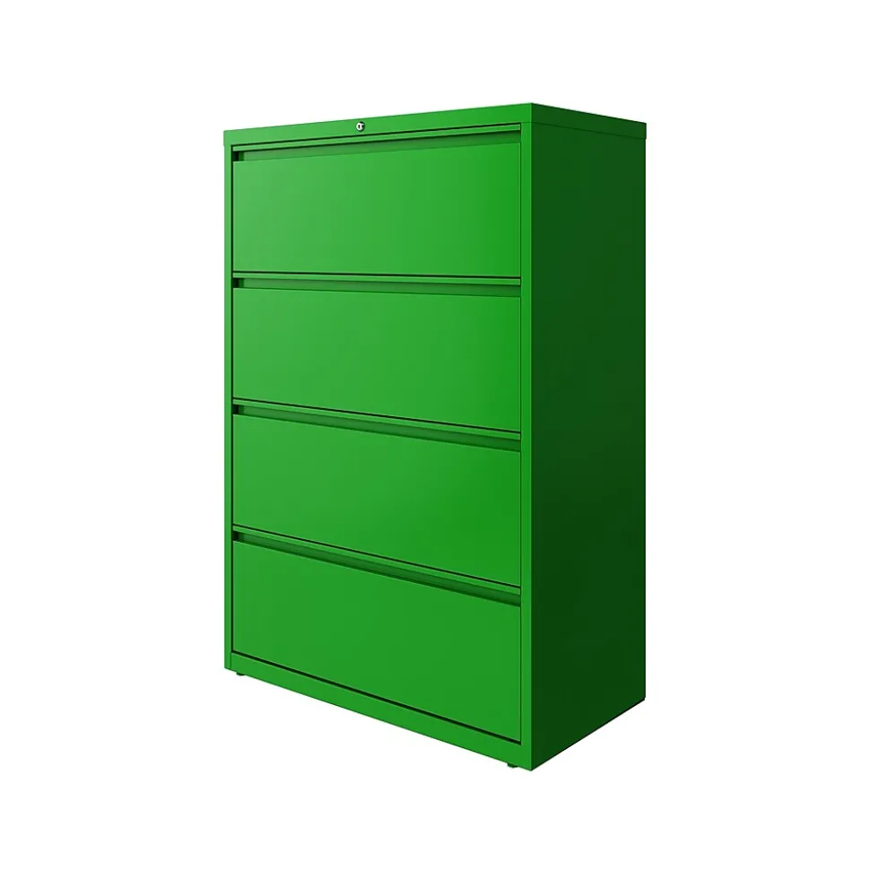 Hirsh HL10000 Series 4-Drawer Lateral File Cabinet, Locking, Letter/Legal, Screaming Green, 36" (24256)