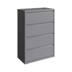 Hirsh HL10000 Series 4-Drawer Lateral File Cabinet, Locking, Letter/Legal, Arctic Silver, 36" (23746)